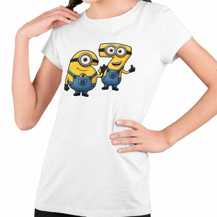 Tricou Copii Fete Minions Six Seven 67 Sase Sapte Despicable, Alb