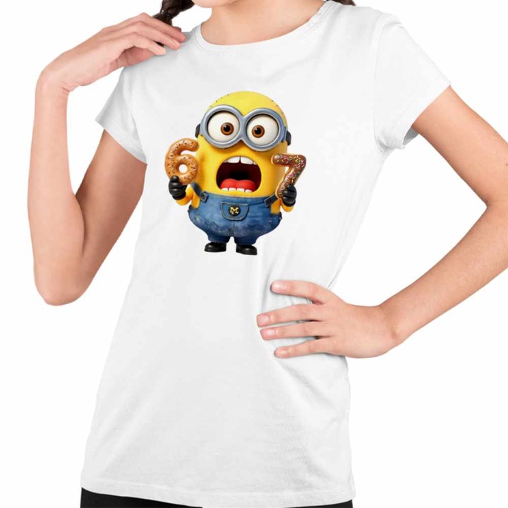 Tricou Copii Fete Minions Six Seven Gogosi 67 Despicable, Alb