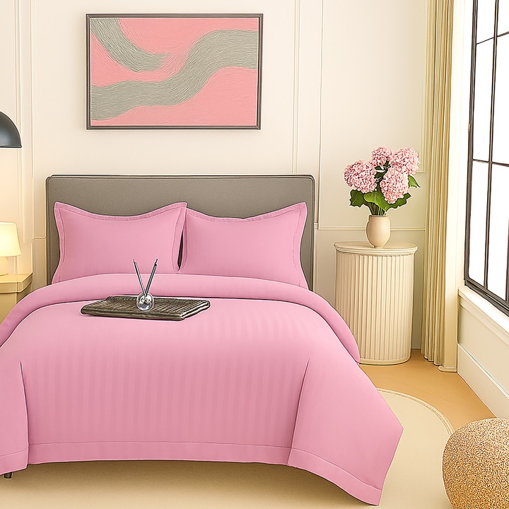 Lenjerie pat damasc policoton (ROZ-APRINS)