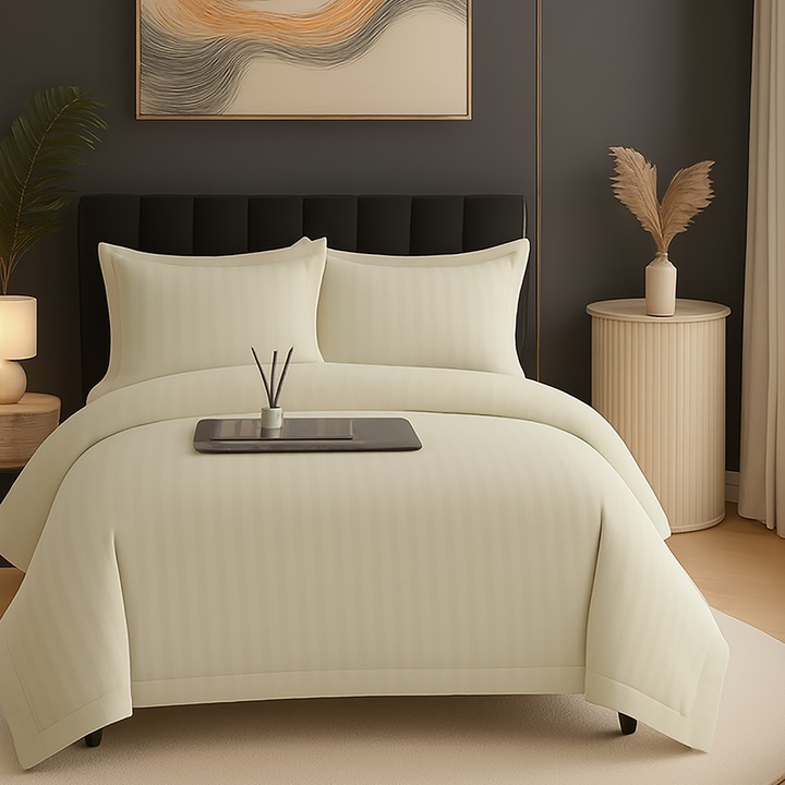 Lenjerie pat damasc policoton (GREJ)