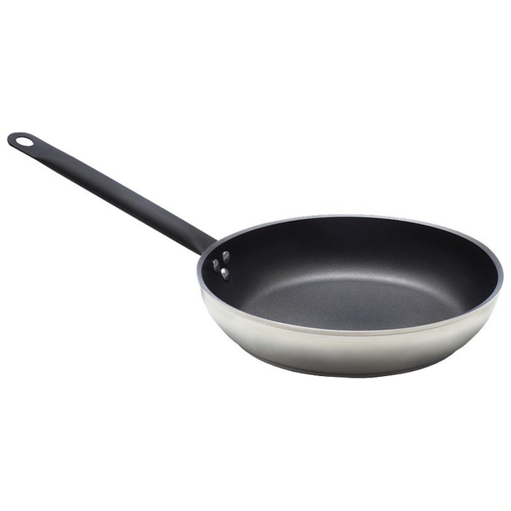 Tigaie Din Aluminiu Cu Strat Antiaderent, Profesional, Cuoco 501, 40 cm, Accademia mugnano, inox-negru