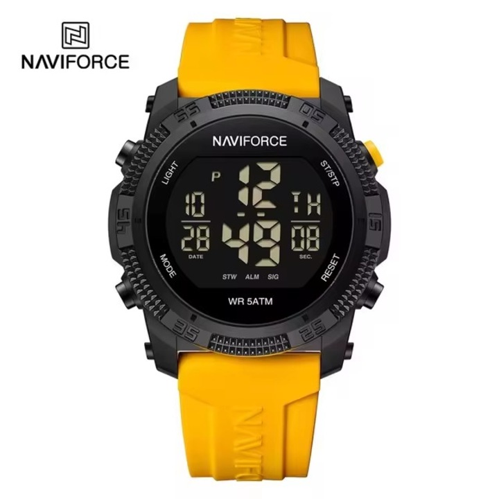 Ceas Barbatesc Naviforce 7104 – Design Exclusiv, Afisaj Dual, Utilizare Usoara, Durabilitate Premium si Raport Pret‑Calitate Excelent-Galben