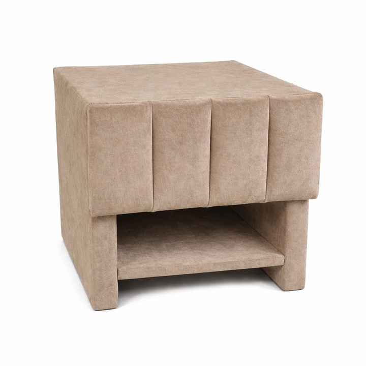Noptiera tapitata "Velur", 45x40 cm, crem champagne