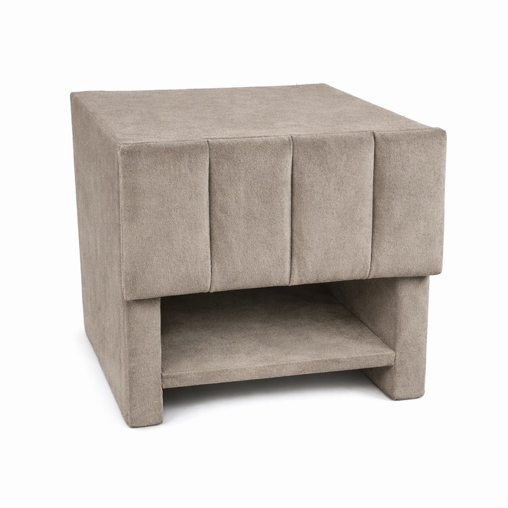 Noptiera tapitata "Velur", 45x40 cm, crem oat