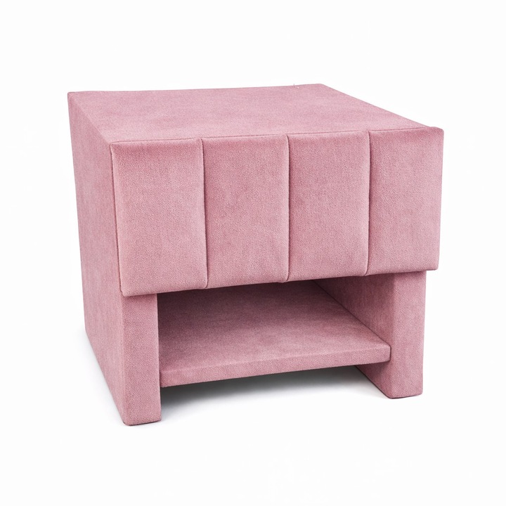 Noptiera tapitata "Velur", 45x40 cm, roz candy