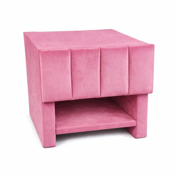 Noptiera tapitata "Velur", 45x40 cm, roz ballroom