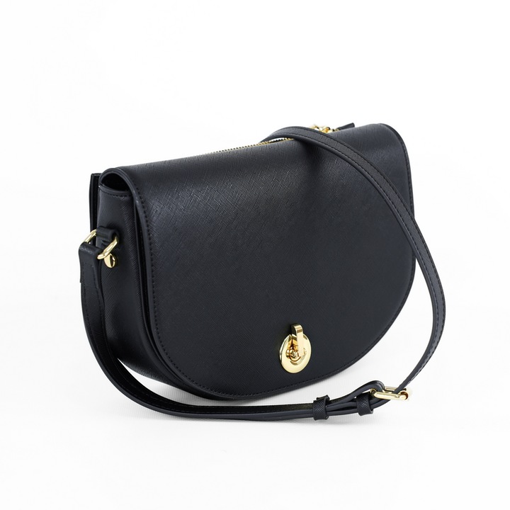 Solier F29 Arvona női crossbody táska saffiano ökológiai bőrből – fekete