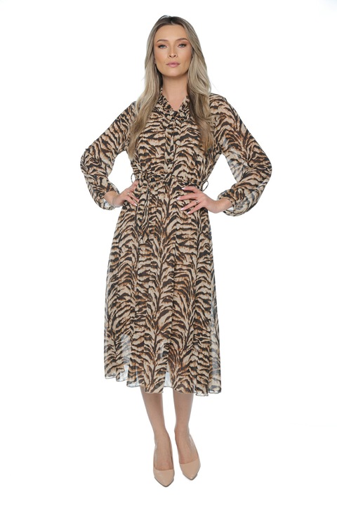 Rochie midi 953, Negru/Maro