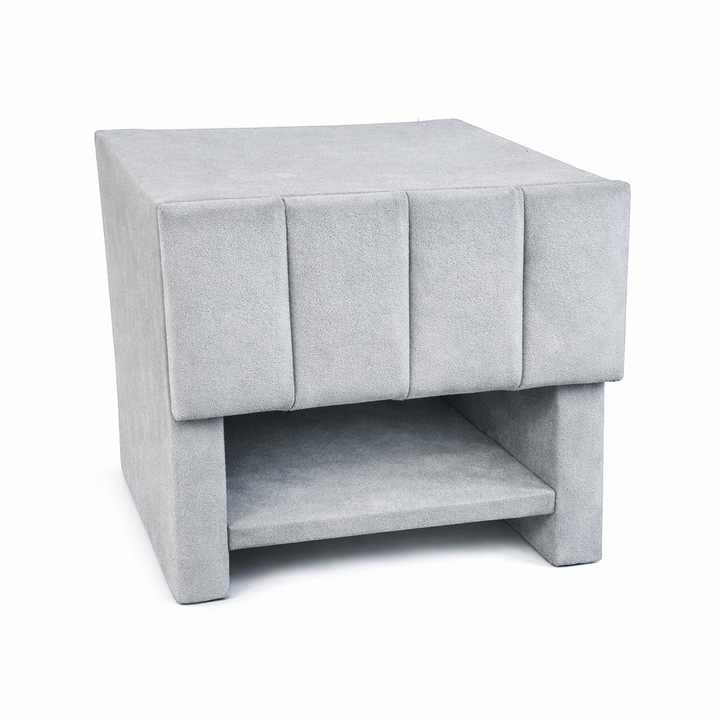 Noptiera tapitata "Velur", 45x40 cm, gri silver