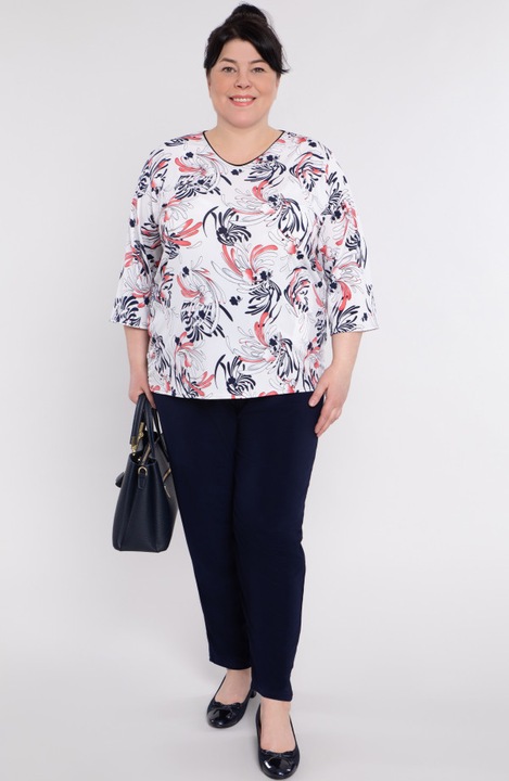 Bluza MDR24 decolteu V, maneci 3/4, Alb