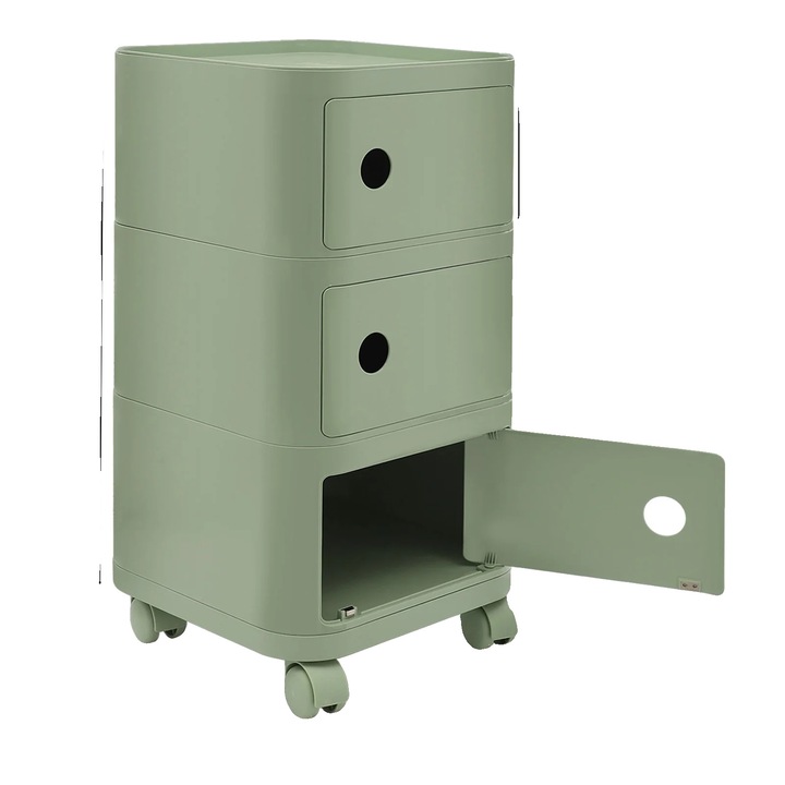 Noptiere, 3 niveluri, design mobil, verde matcha