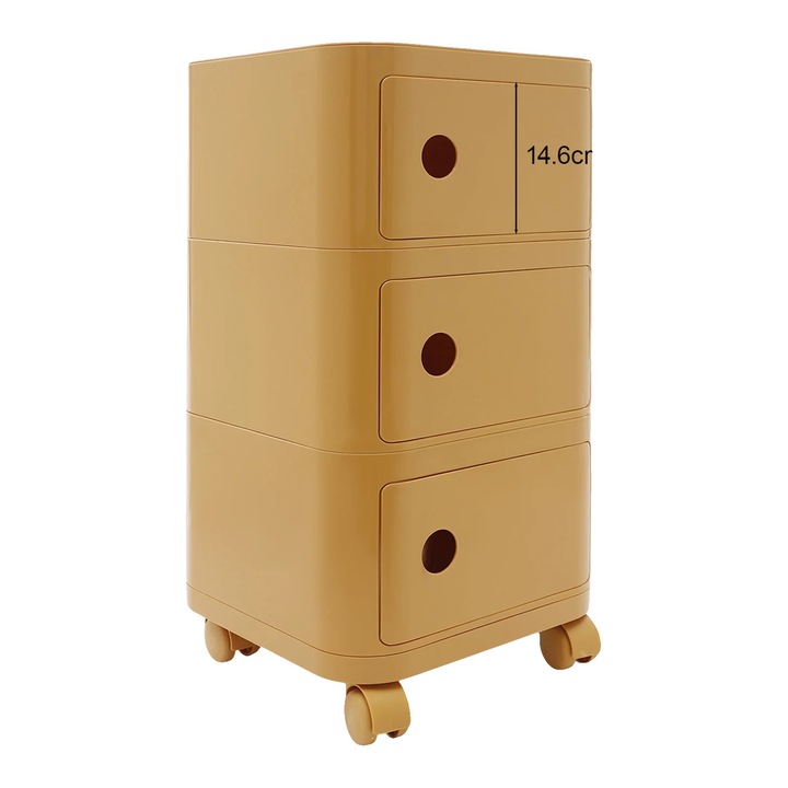 Noptiere, 3 niveluri, design mobil, galben ghimbir