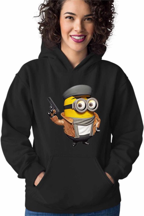 Hanorac Femei Minions Detective Noir Despicable, Negru