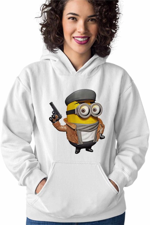 Hanorac Femei Minions Detective Noir Despicable, Alb