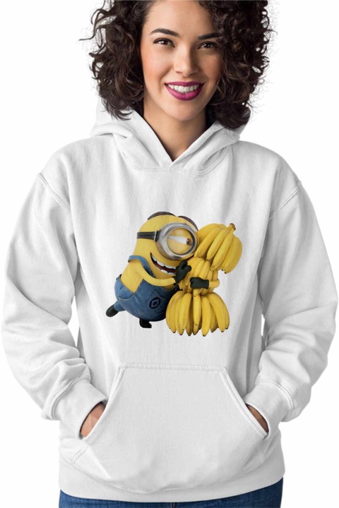 Hanorac Femei Minions Banana Despicable, Alb