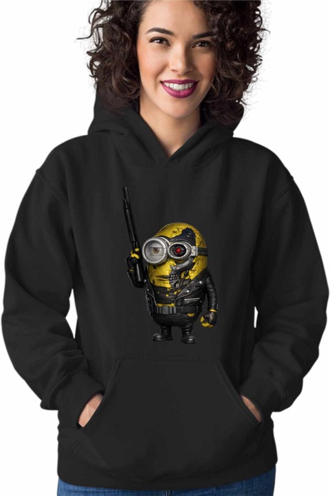 Hanorac Femei Minions Terminator Biker Despicable, Negru