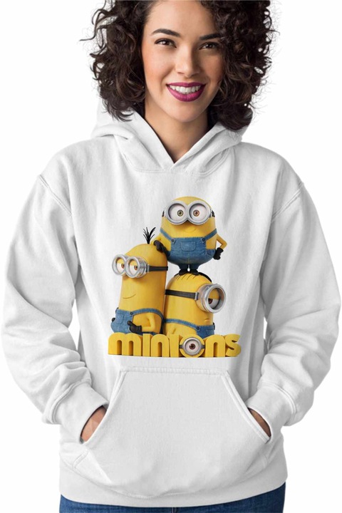 Hanorac Femei Minions Team Despicable Minioni, Alb