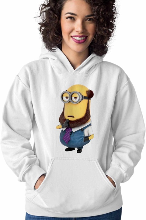 Hanorac Femei Minions Filozof Profesor Despicable, Alb