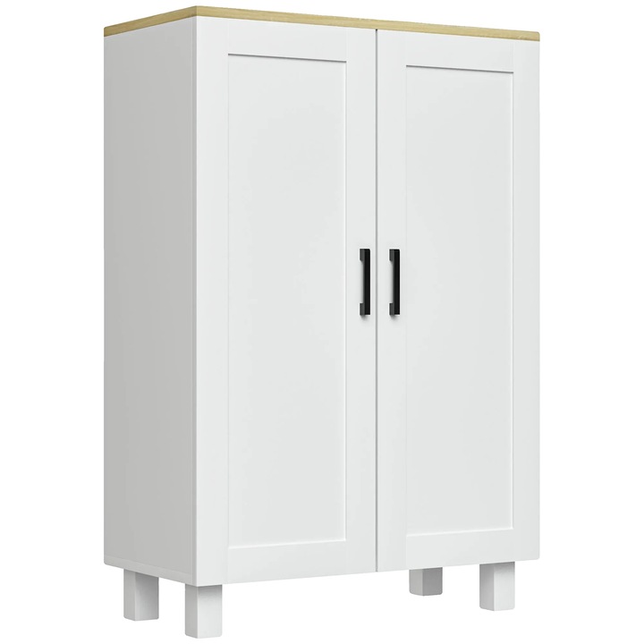 Dulap living, design modern, rafturi ajustabile, alb, 60x30x90 cm