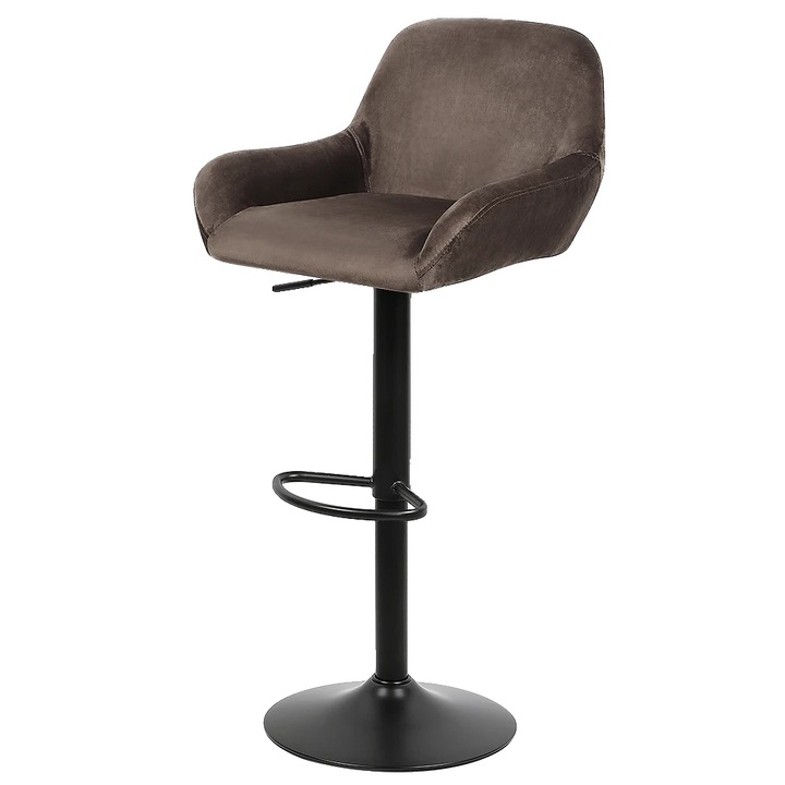 Scaun bar, inaltime ajustabila, rotativ, maro, dimensiuni 37x52-72cm, capacitate maxima 150kg