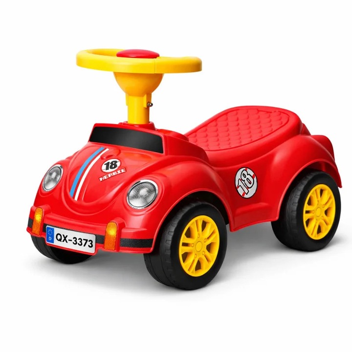 Masinuta fara pedale pentru copii 1-3 ani, 35x51x25 cm, model retro, rosie