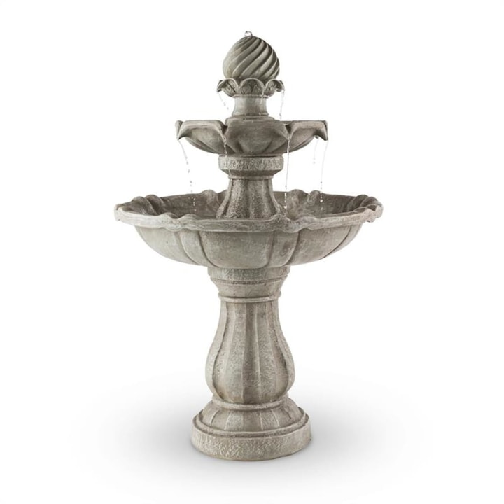 Fantana decorativa Blumfeldt Vogelsberg 60x90cm, alimentare solara 3W, pompa cu baterie, beton