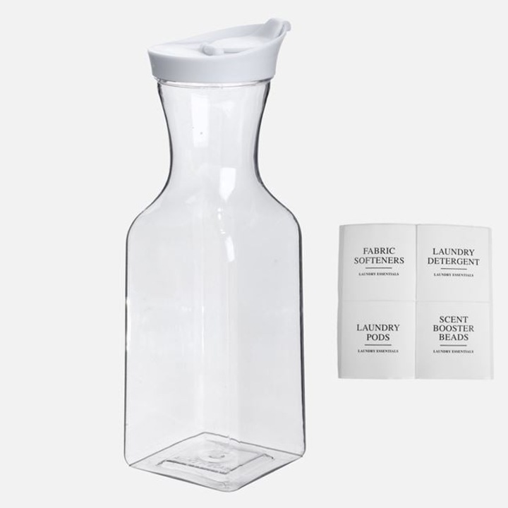 Folyékony mosószer adagoló 1L, Shopiens, átlátszó, adagoló kupakkal, újrafelhasználható