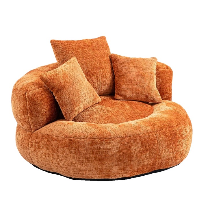 Narancssárga chenille relax fotel habszivacs 1 személyes üléses