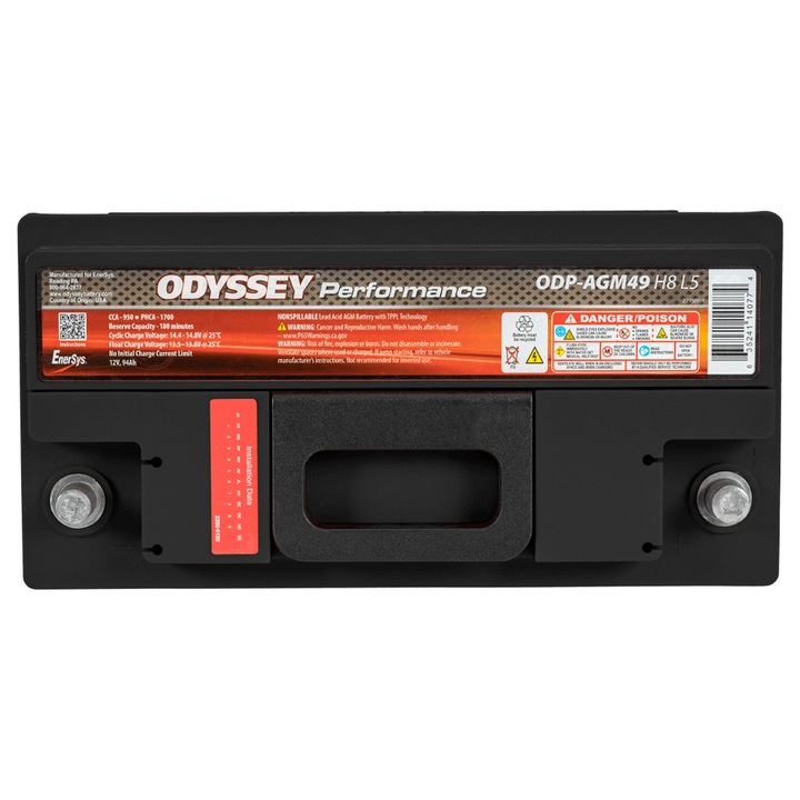 Baterie auto Odyssey ODP-AGM49/L5, 12V, 95Ah, 950CCA, multicolor, dimensiuni 353x175x191mm