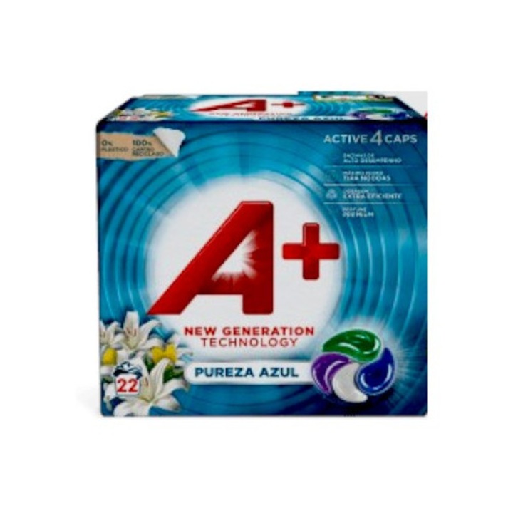 Detergent de rufe capsule A+ Pureza Azul, 22 capsule