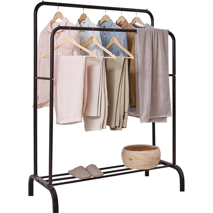 Umeras pentru haine Nobo Kids, negru, 149x110x58cm, cu raft suplimentar