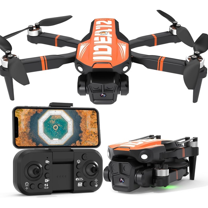 Drona GPS le-idea IDEA12GPS1, camera 4K, transmisie 5G, Follow Me, Waypoint, Return automat, 3 viteze, Brushless motor, plastic, culoare portocaliu