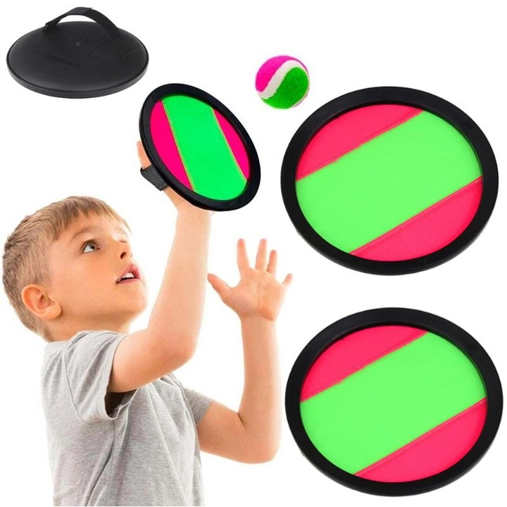 Set Catch Ball cu Paletki si Minge, Nobo Kids, 19,5x19,5x8cm, pentru copii de 3 ani+