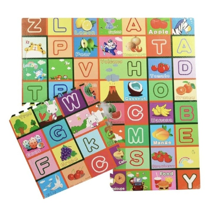 Covor joaca copii, ABC Letters, spuma, multicolor, 60×60 cm