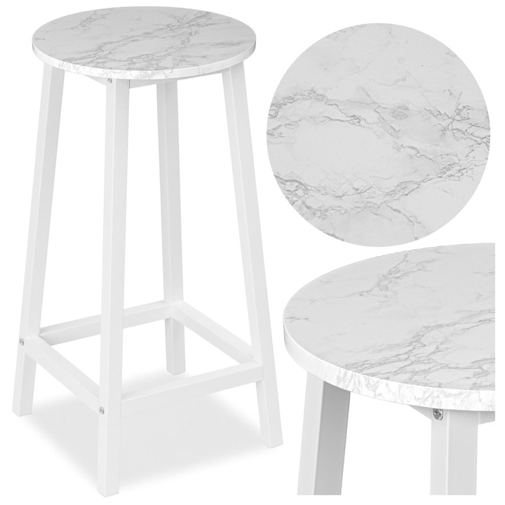 Scaun Flint, alb marmura, 65x32x32cm, maxim 120kg