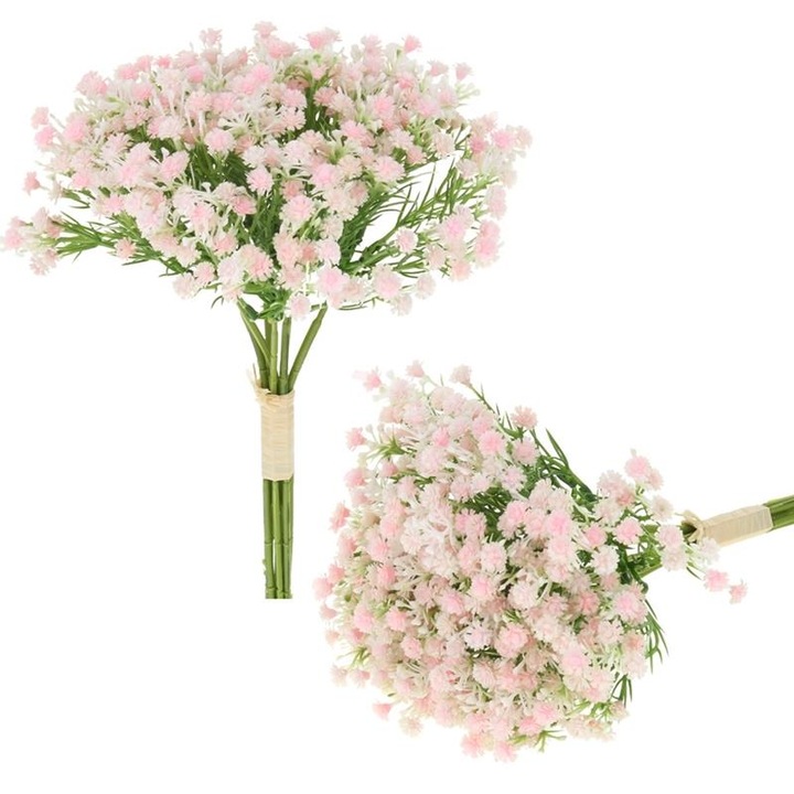 Buchet decorativ 7 ramuri gipsowki, Nobo Kids, roz, 32cm x 20cm