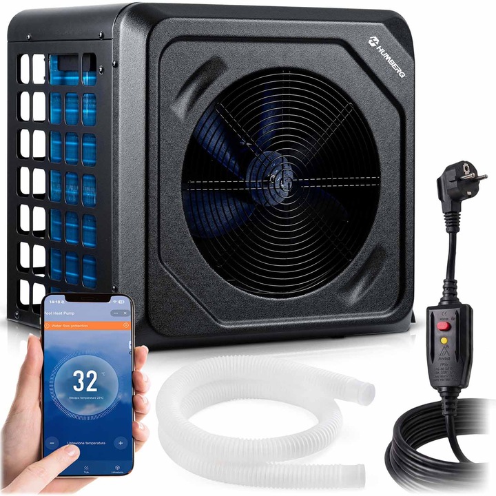 Термопомпа за басейн, 5 kW, енергийна ефективност, 10-43°C, 26 кг, пълен комплект