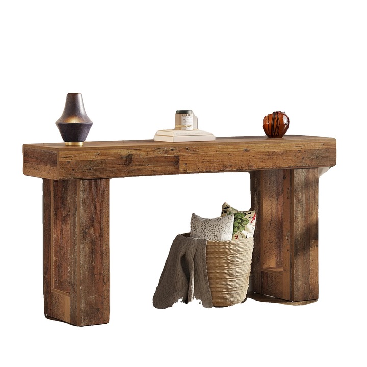Masa Consola, Design Rustic, Suprafata Spatioasa, maro, 13.77x63x33.46in