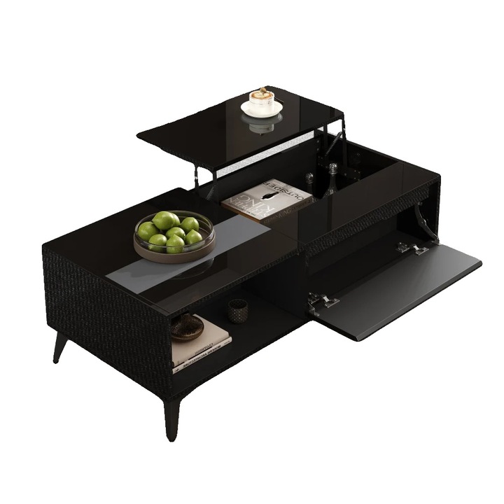 Masa multifunctionala, ajustabila pe inaltime, neagra, design contemporan