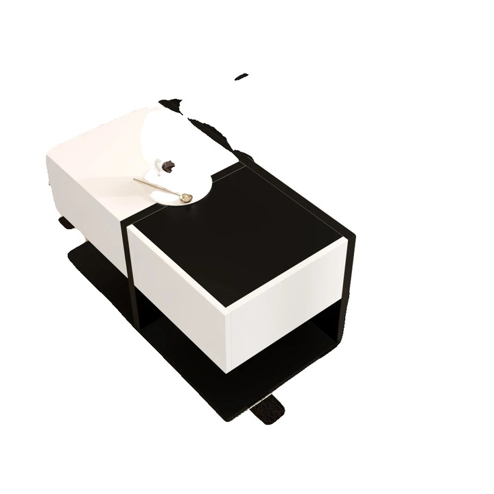 Masa de cafea, design modern, alb+negru, 70x70x35.5cm, cu optiuni de depozitare
