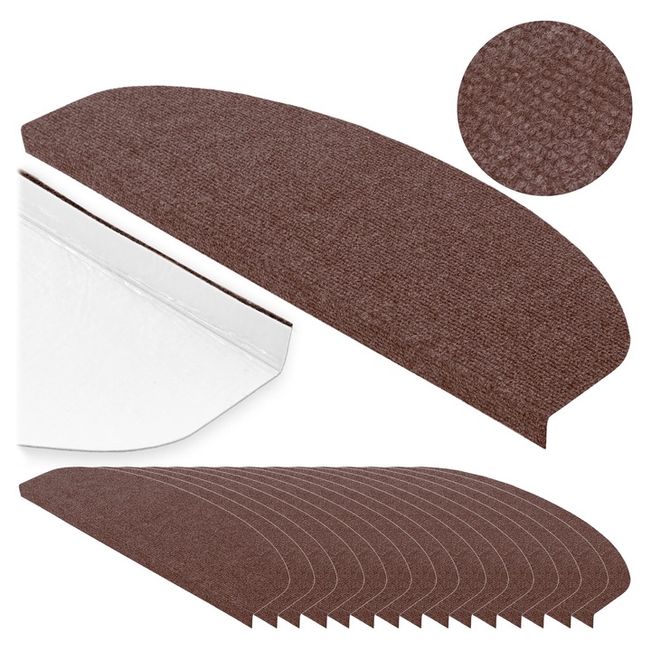 Covor antiderapant pentru scari Stepi, 15 bucati, bej, 63,5x23x3cm