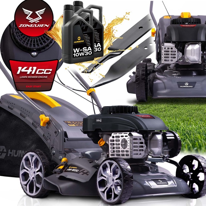 Kosiarka spalina cu motor Zongshen 141cc, latime de taiere 40cm, capacitate cos 45l, set complet