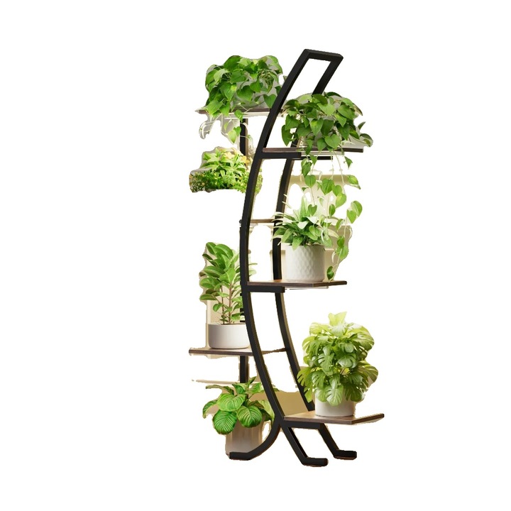 Suport pentru plante, design multifunctional, lumini de crestere integrate, maro, dimensiuni ajustabile