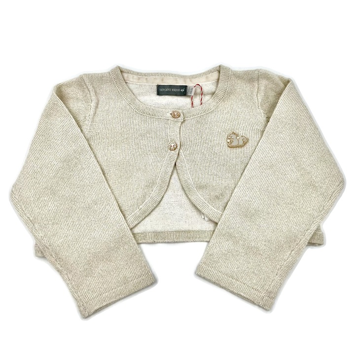 Bolero bebe fete, cardigan tricotat elegant 12 luni ( 74 cm) Sergent Major, Crem Auriu cu nasturi
