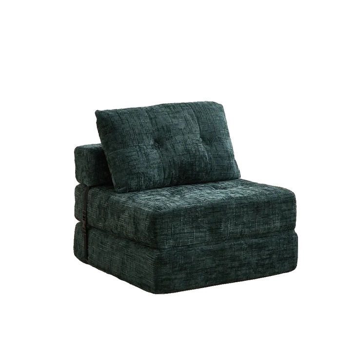 Összecsukható fotel, modern design, smaragdzöld, 79x79x57cm