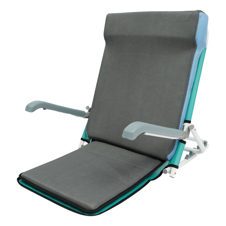 Állítható ágytámla, hordozható kivitel, kék/szürke, 57x67cm