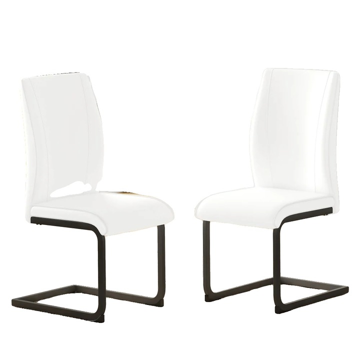 Set de scaune de dining, design ergonomic, material usor de curatat, alb-negru, 2 buc.