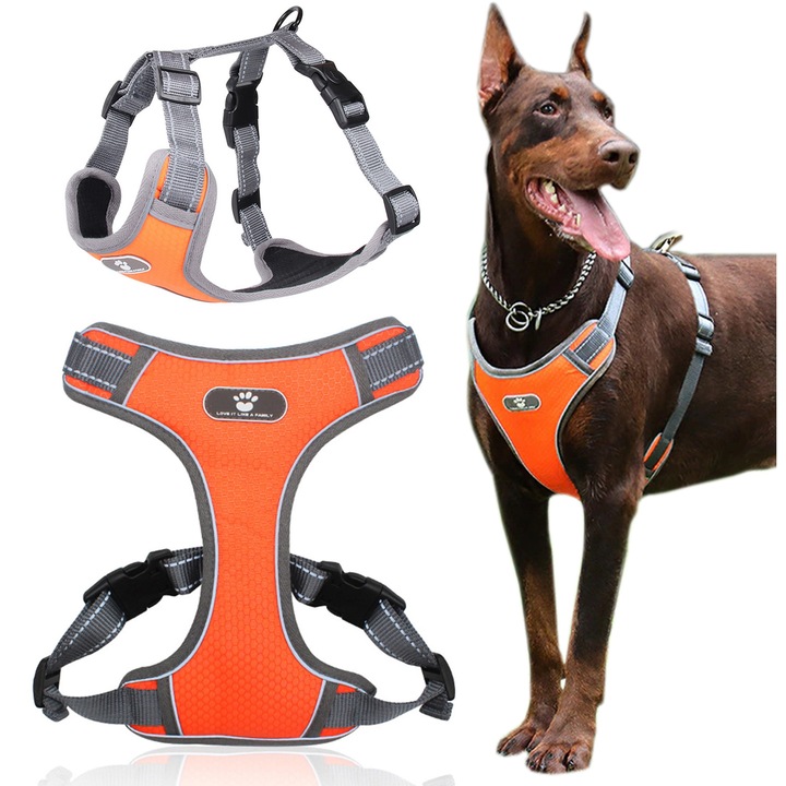 Ham pentru caini, ZwierzoPasja, model ASTRO, fara presiune, portocalii, marimea XL (74-94 cm)