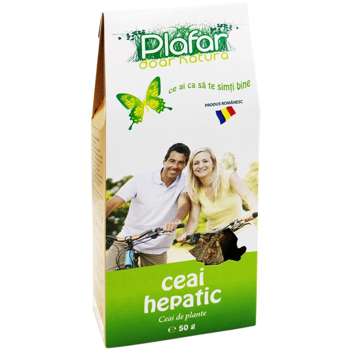 Ceai Hepatic formula pentru Detoxifiere, Drenaj biliar, Ficat gras si Regenerarea celulelor hepatice, 100%natural produs romanesc, vrac 50g, Plafar SA