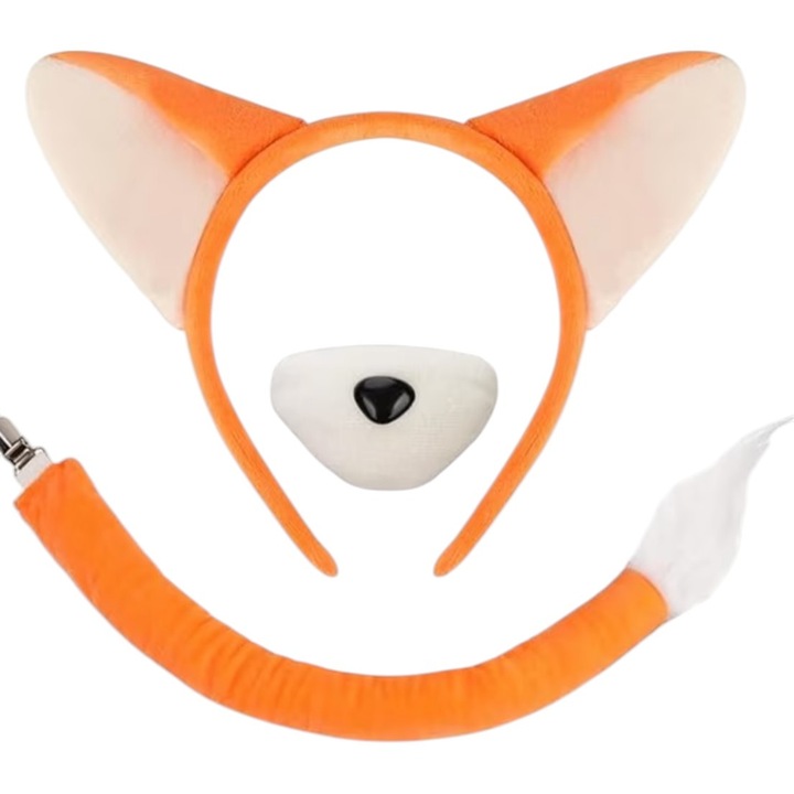 Set 3 accesorii costum vulpe, portocaliu, marime universala